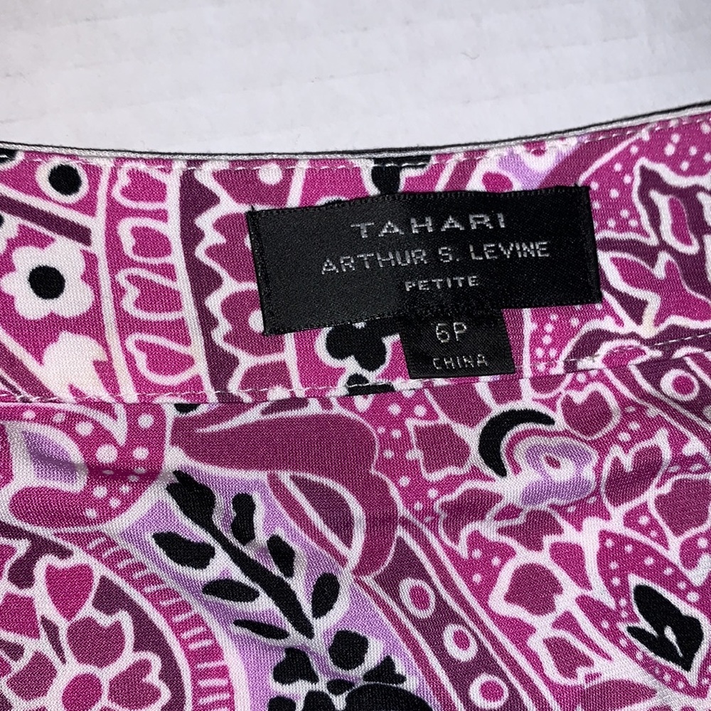 Tahari Black & Pink ALine Dress Size 6P - Picture 4 of 6